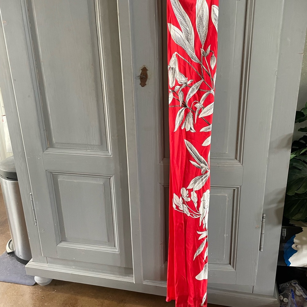 Red and White Floral Scarf